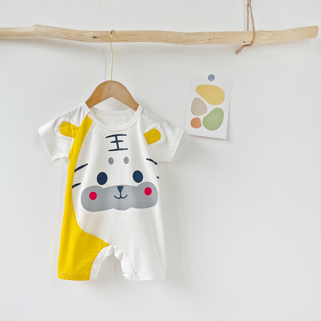 Bộ Áo Liền Quần Tay Ngắn Chất Liệu Cotton In Họa Tiết Hoạt Hình Dễ Thương Thời Trang Mùa Hè Cho