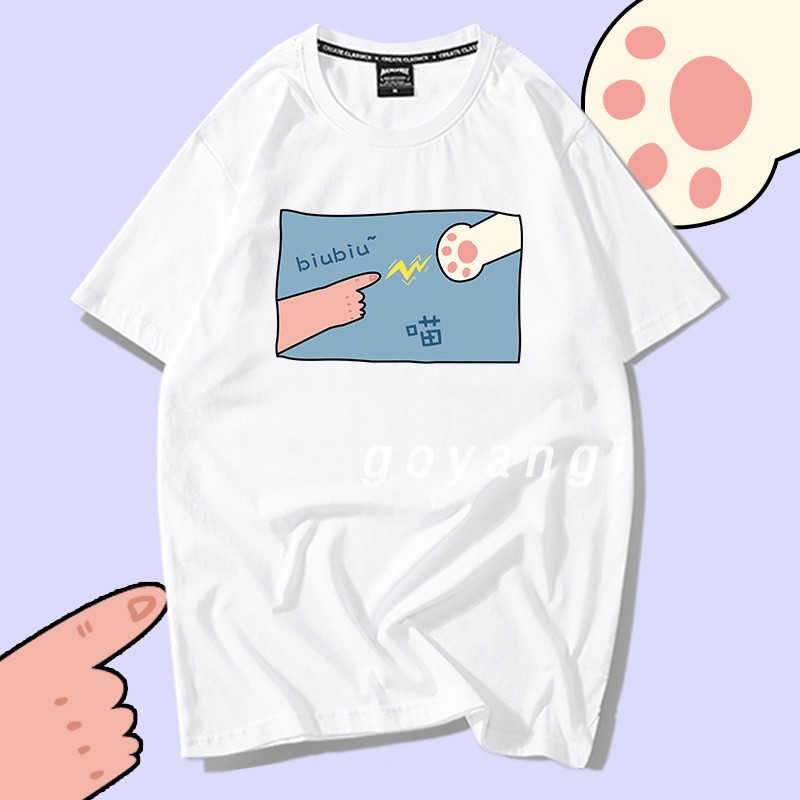 Áo thun tay lỡ goyangi Biu Biu Tay Mèo unisex nam nữ dáng rộng oversize phong cách Hàn Quốc
