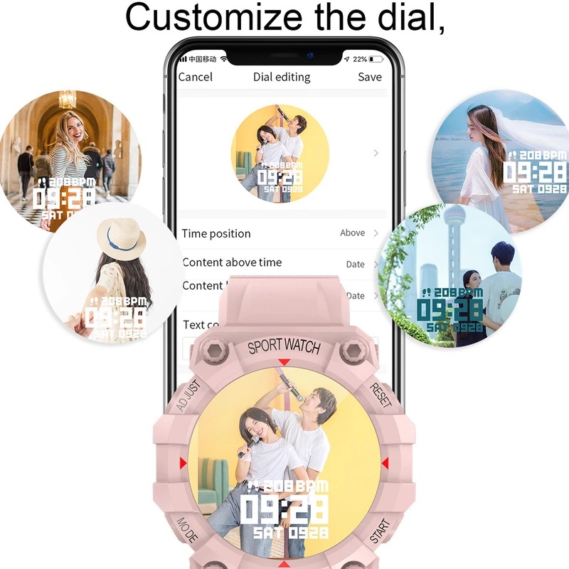 Đồng Hồ Thông Minh Đa Chức Năng Theo Dõi Sức Khoẻ Kiểu Dáng Thể Thao Cho Điện Thoại iOS Android