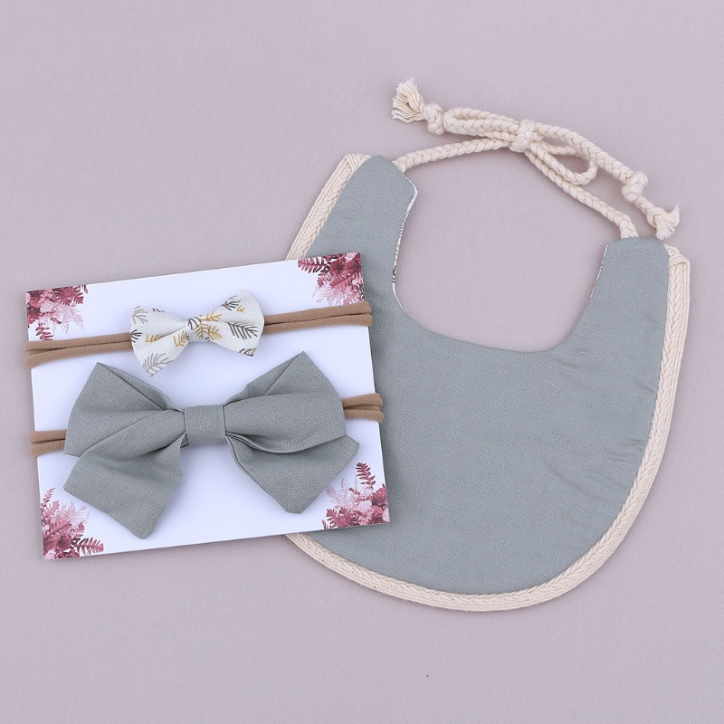 Bộ Khăn Lau Nước Dãi Hai Mặt Thắt Nơ Cho Bé Sơ Sinh