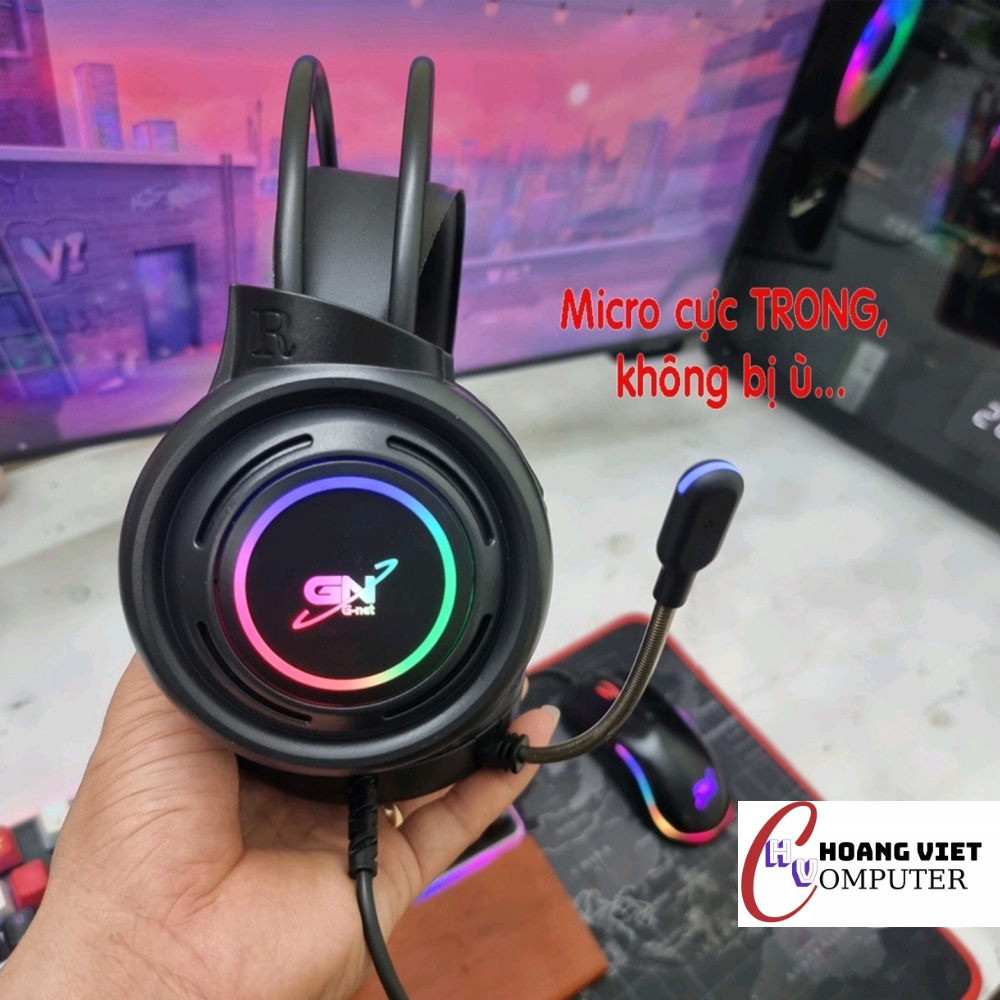 Tai Nghe Nhạc Headphone Gaming Chụp Tai Có Dây GNet GH3 Led RGB Tai Nghe Game Thủ Có Mic