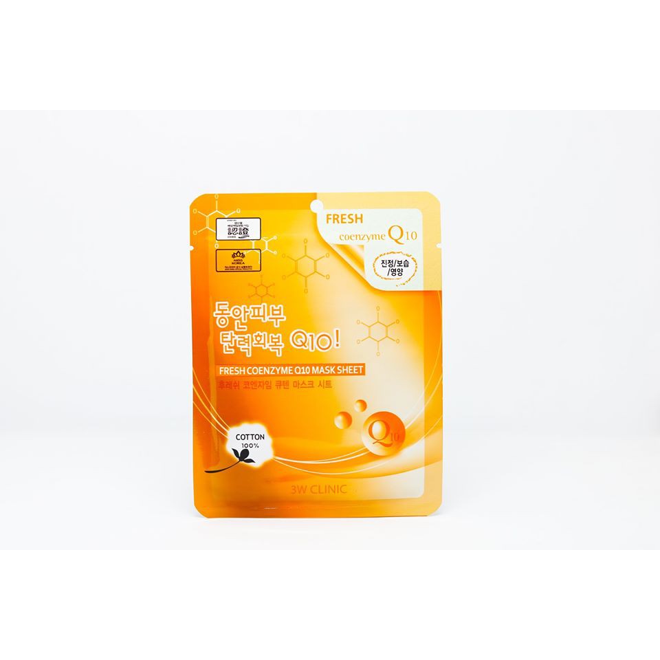 (❤️BIG SALES 2021 ❤️) COMBO 05 Mặt nạ dưỡng da chiết xuất coenzyme Q10 3W CLINIC FRESH COENZYEM Q10 SHEET 23ml