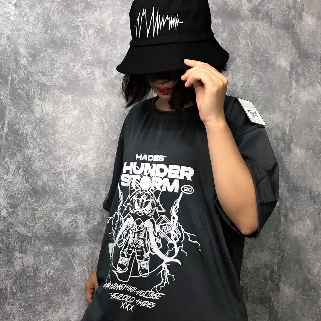 Áo thun tay lỡ phông Unisex nam nữ chất Premium Cotton oversize đến 70kg form rộng THUNDER ST.RM TA99