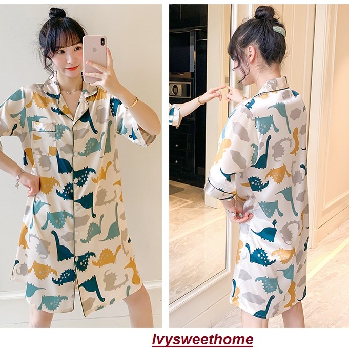 Đầm Ngủ Lụa Dễ Thương  Đầm Mặc Nhà Lụa Băng IVY133