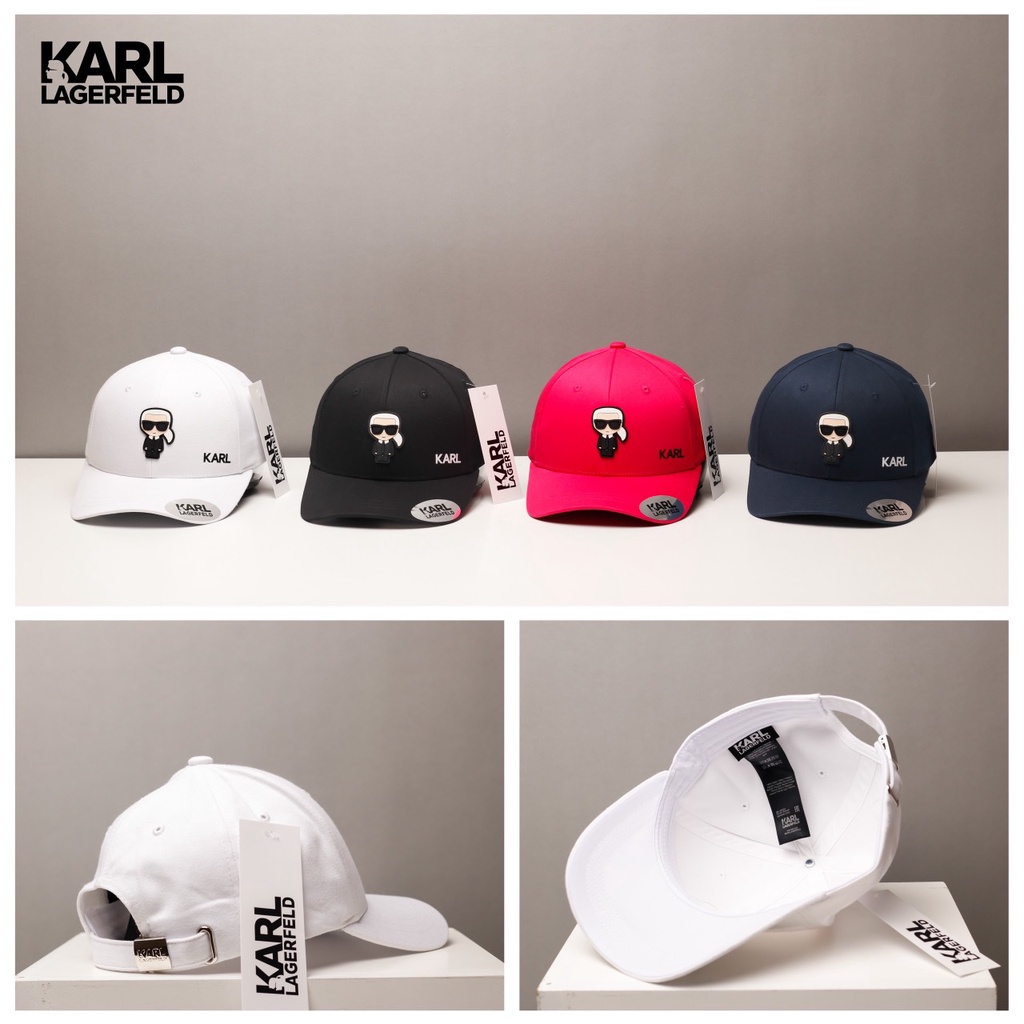 Mũ nón lưỡi trai KARL LAGERFIELD chất vải cotton Hàn Quốc cao cấp, logo cao su nổi 3D, màu đen, trắng, đỏ,xanh đen