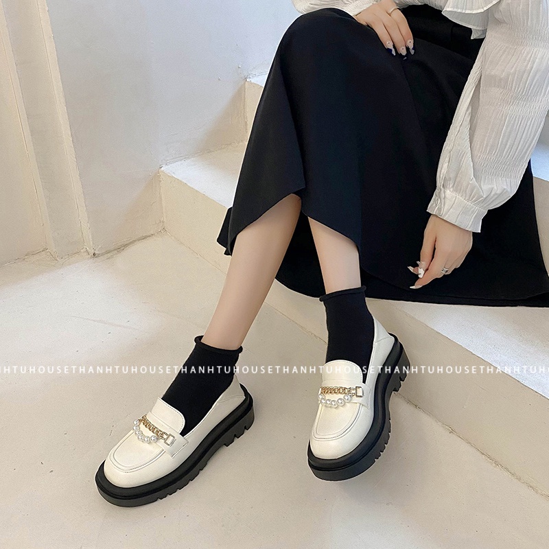 Giày Oxford Ulzzang Nữ Mũi Tròn Vintage Phong Cách Nữ Sinh Hàn Quốc - GD008