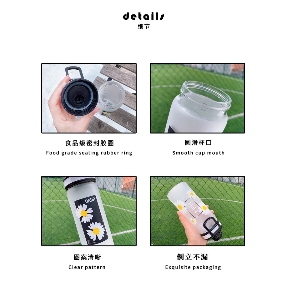 Bình Nước Thủy Tinh In Hình Hoa Cúc Phong Cách Hàn Quốc