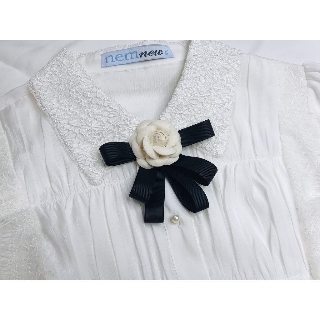 Cài áo hoa trà , tag cài nơ hoa handmade cao cấp ib chọn màu hoa
