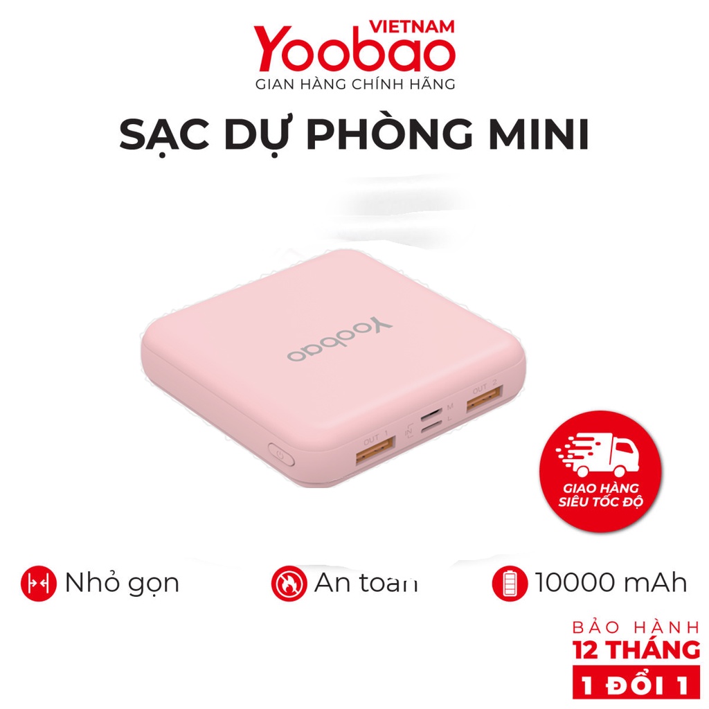 [CHÍNH HÃNG-BH 12 THÁNG] Sạc dự phòng YOOBAO M4 mini 10000mAh Pin Li-Polymer cho điện thoại, máy tính bảng...