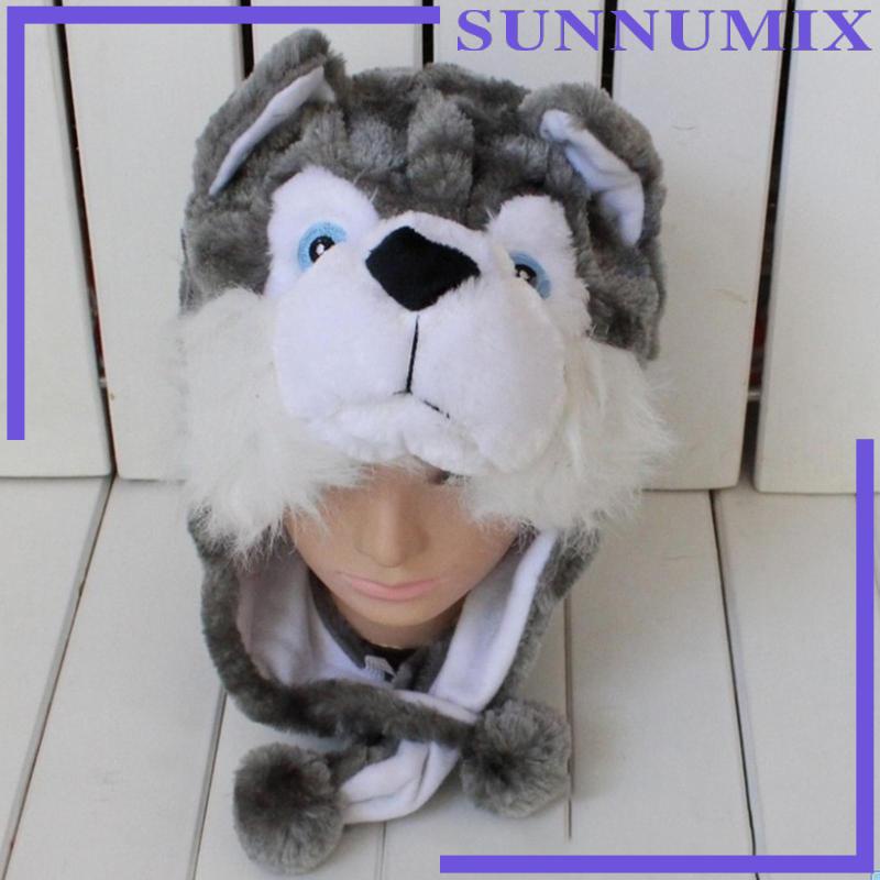 Mũ Beanie Hình Chú Chó Husky Nhồi Bông Giữ Ấm Mùa Đông