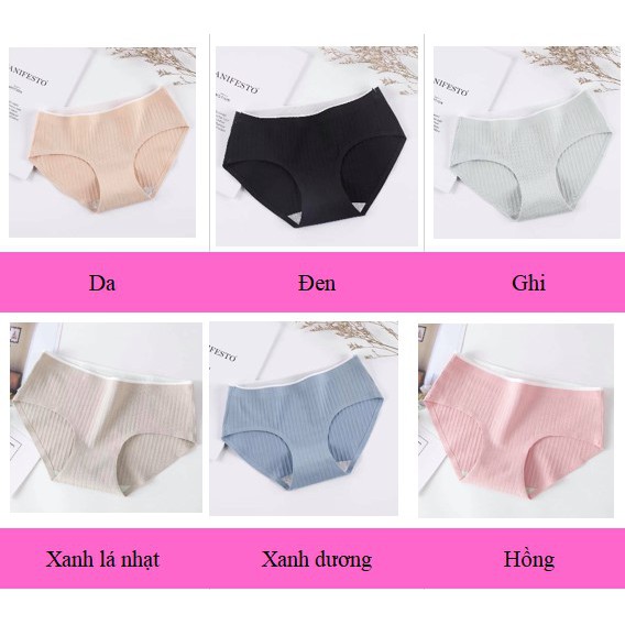 Quần lót nữ cotton gân tăm không đường may, quần lót nữ kháng khuẩn cao cấp Lakimo QLG30