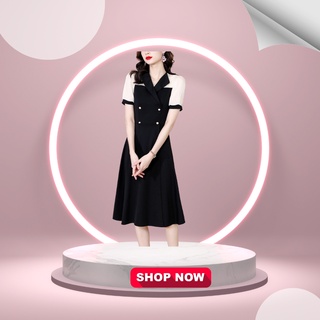 đầm kiểu tay ngắn bâu sơ mi quý cô thanh lịch ( thời trang lolitaxinh) N0922