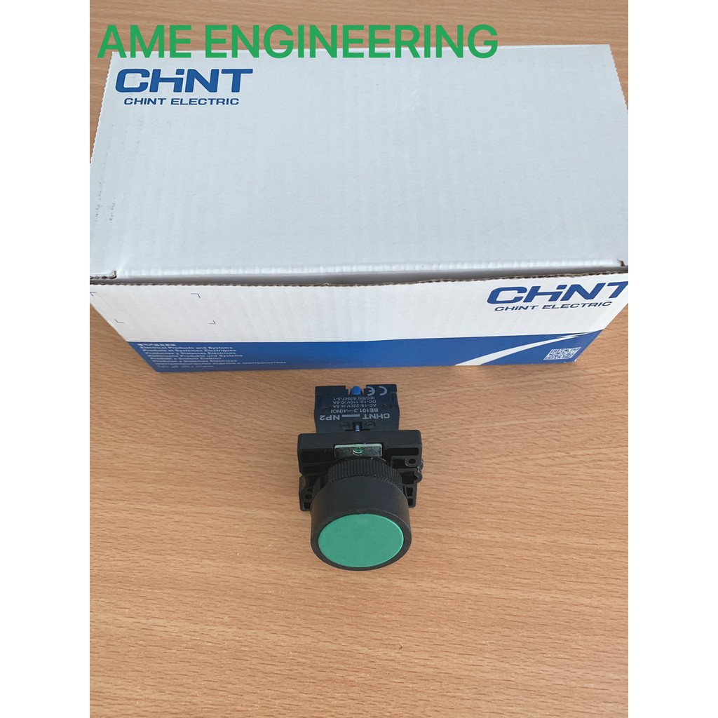 Nút ấn nhả mầu xanh Ø22 Chint NP2-EA31