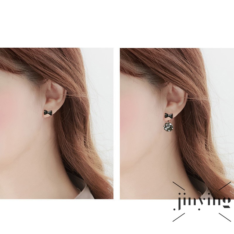 GETNOIVAS Khuyên tai dáng dài phối hình nơ phong cách mùa hè cho bạn nữ