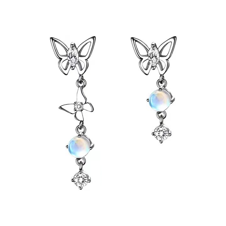 Khuyên tai tua rua đính đá pha lê zircon phong cách sáng trọng nhẹ nhàng dành cho nữ