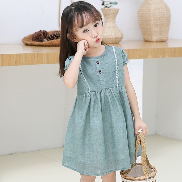 Đầm xòe ngắn tay xinh xắn cho bé 1-6 tuổi với 2 màu tùy chọn