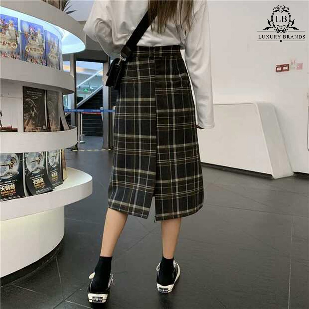 [CÓ SẴN - GIẢM 8%] CHÂN VÁY CHỮ A DÁNG DÀI NGẮN KẺ SỌC NỮ SINH TIỂU THƯ | BigBuy360 - bigbuy360.vn