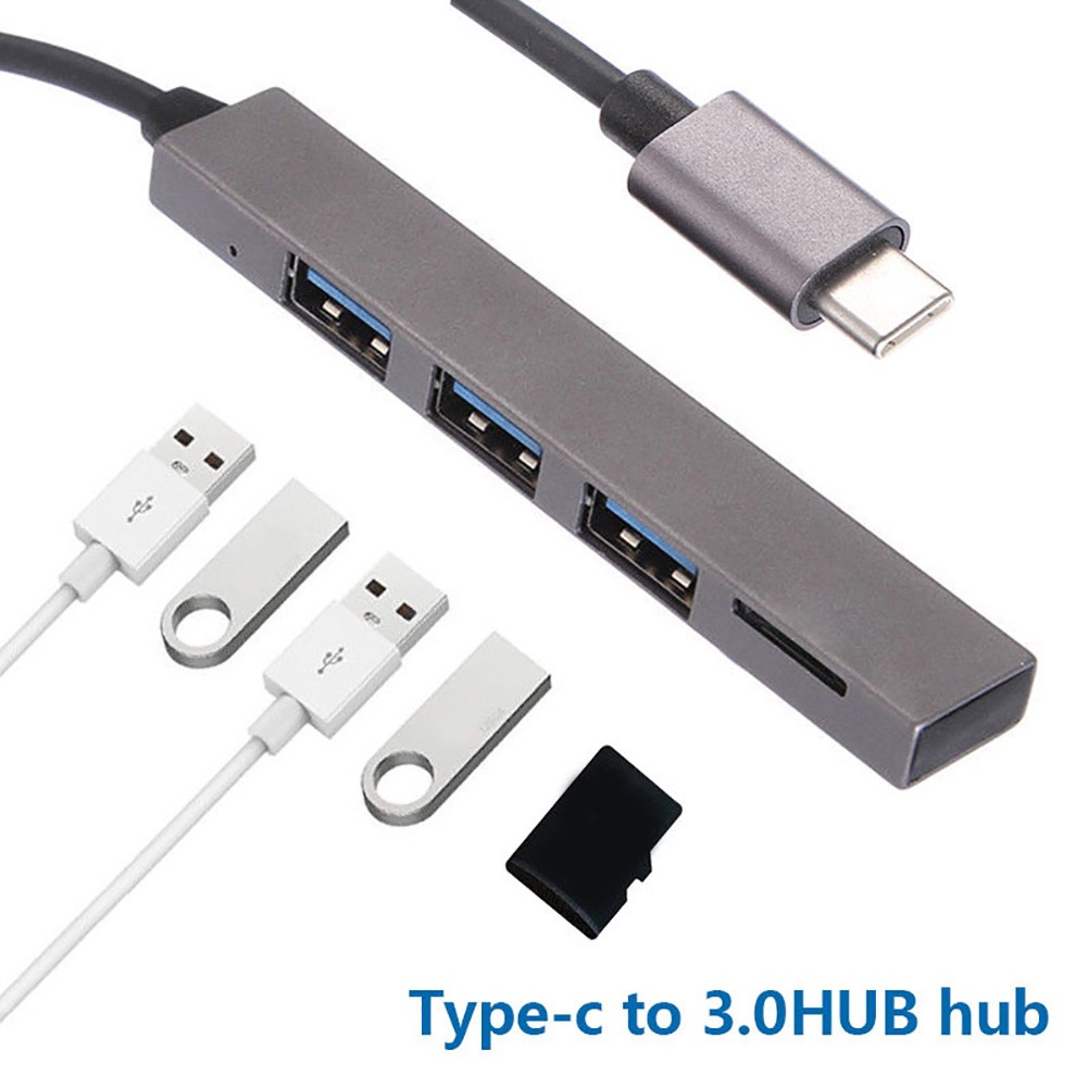 4 in 1 USB 3.1 Type-C to USB 3.0 TF Reader Slot Hub Adapter for MacBook Pro/Air