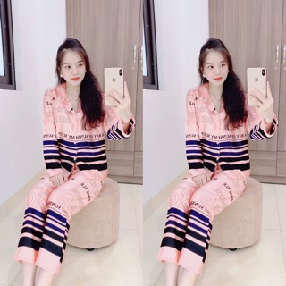 [BỘ NGỦ CAO CẤP] Bộ đồ lụa Phối chân tay dài