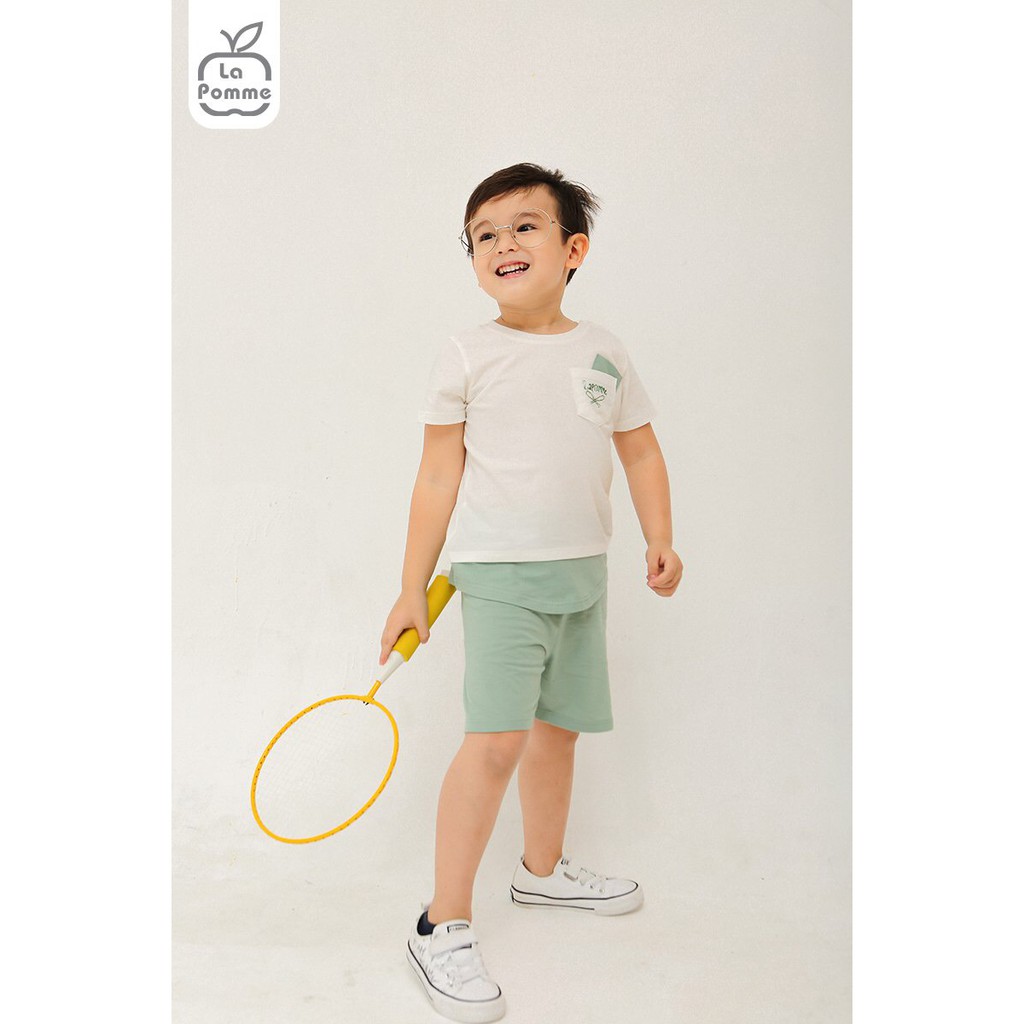 La Pomme- SS236- Bộ cộc tay bé trai thêu túi Bóng chày 2021 (12M-5Y)