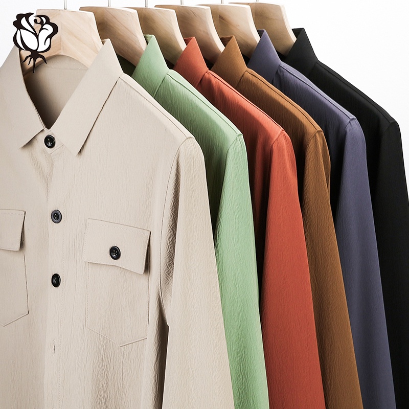 Áo Sơ Mi Cotton Tay Dài Có Túi Thời Trang Cao Cấp Cho Nam Giới