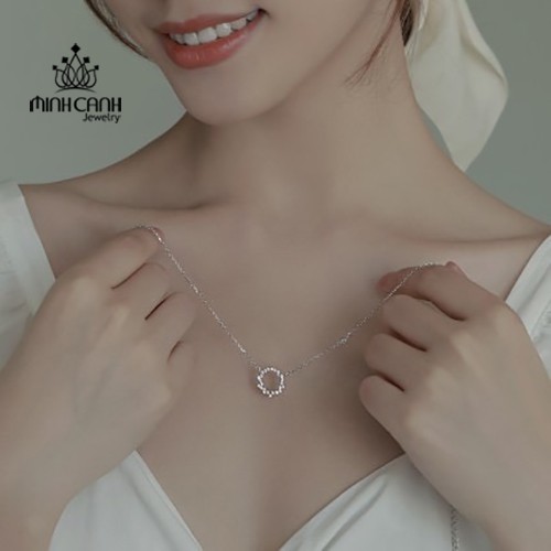 Dây Chuyền Bạc Ta Viền Tròn Đính Đá Dây Mảnh - Minh Canh Jewelry