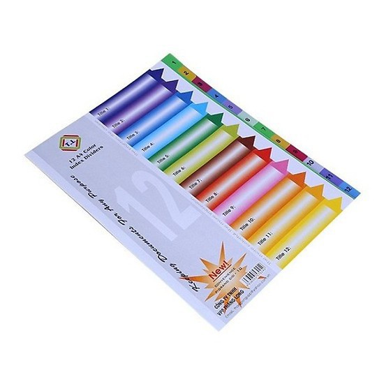 Bìa phân trang nhựa 12 số màu