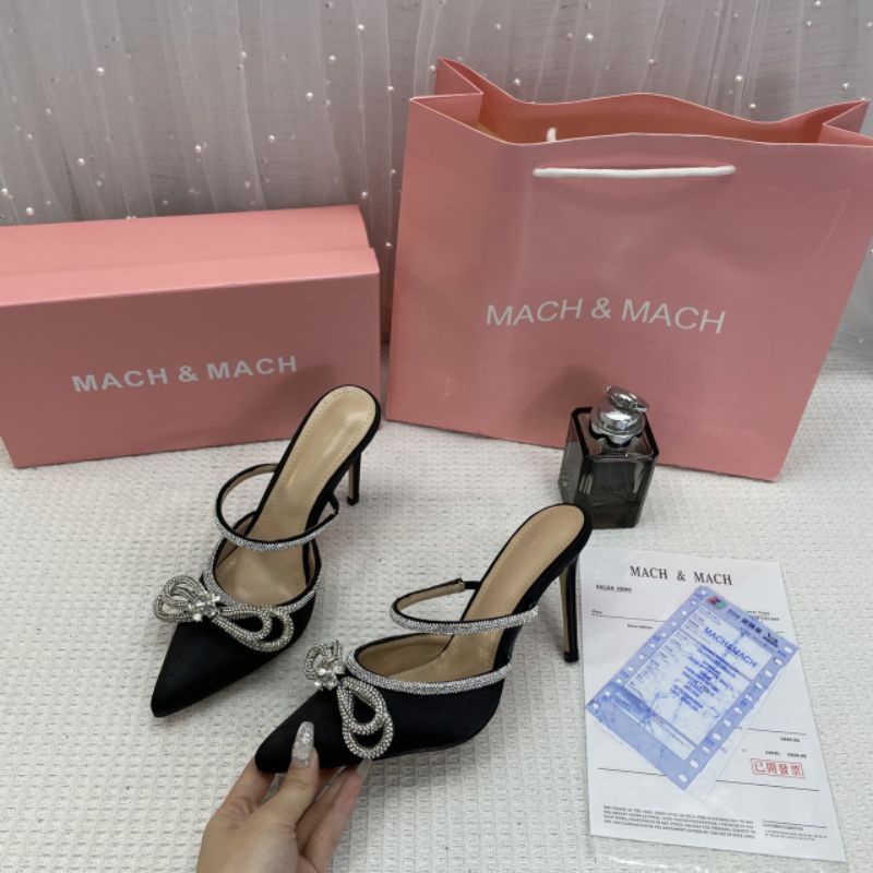 x Guốc Sục Nơ Đá 9p Mach Lụa Mềm Êm Fullbox Cao Cấp