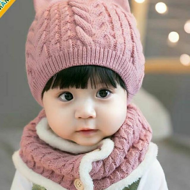 sét khăn mũ len dày ấm cho bé hàng loại 1