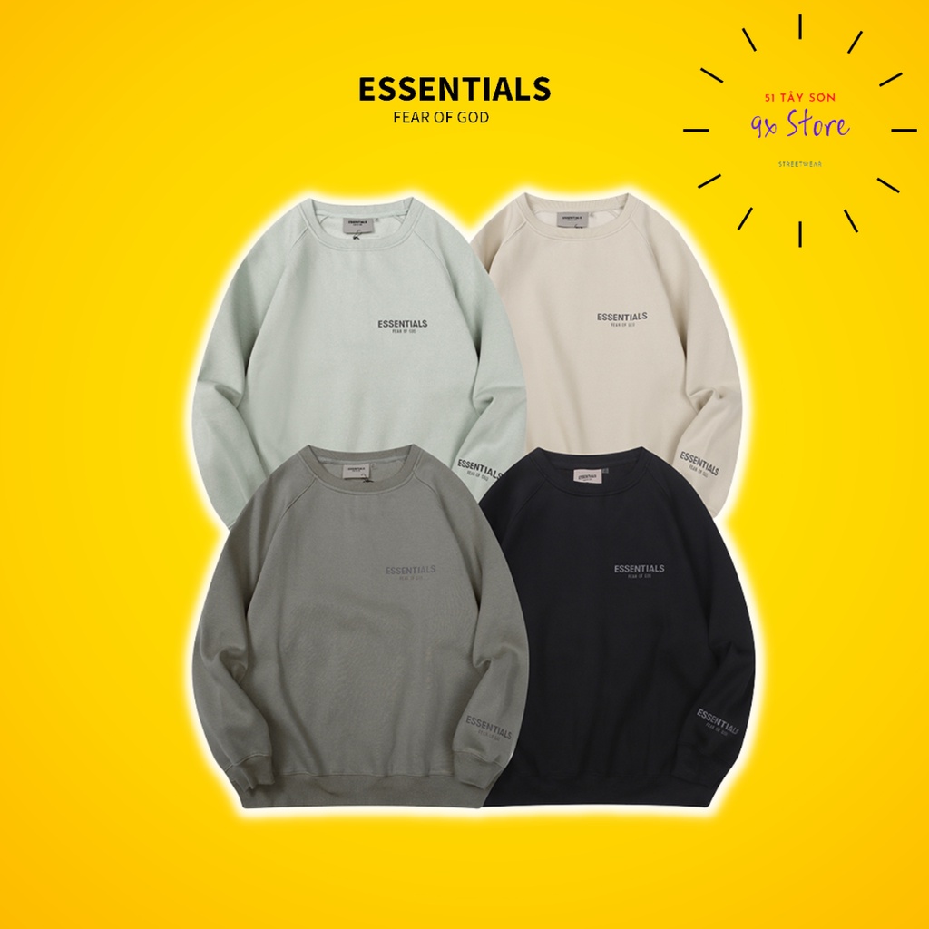 Áo sweater Essentials phản quang in logo trước ngực hàng cao cấp ss2022