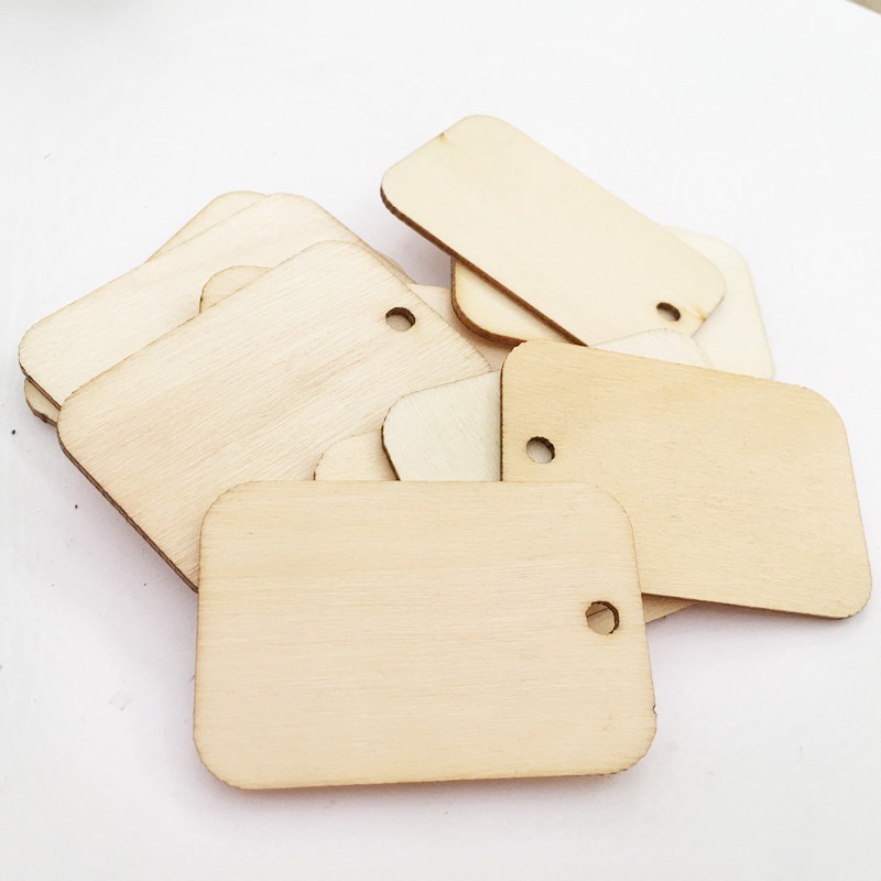 ĐỒ HANDMADE DIY Bộ Miếng Gỗ Chữ Nhật Tự Nhiên Dùng Làm Đồ Thủ Công - Kích Thước 5,2x3,4cm