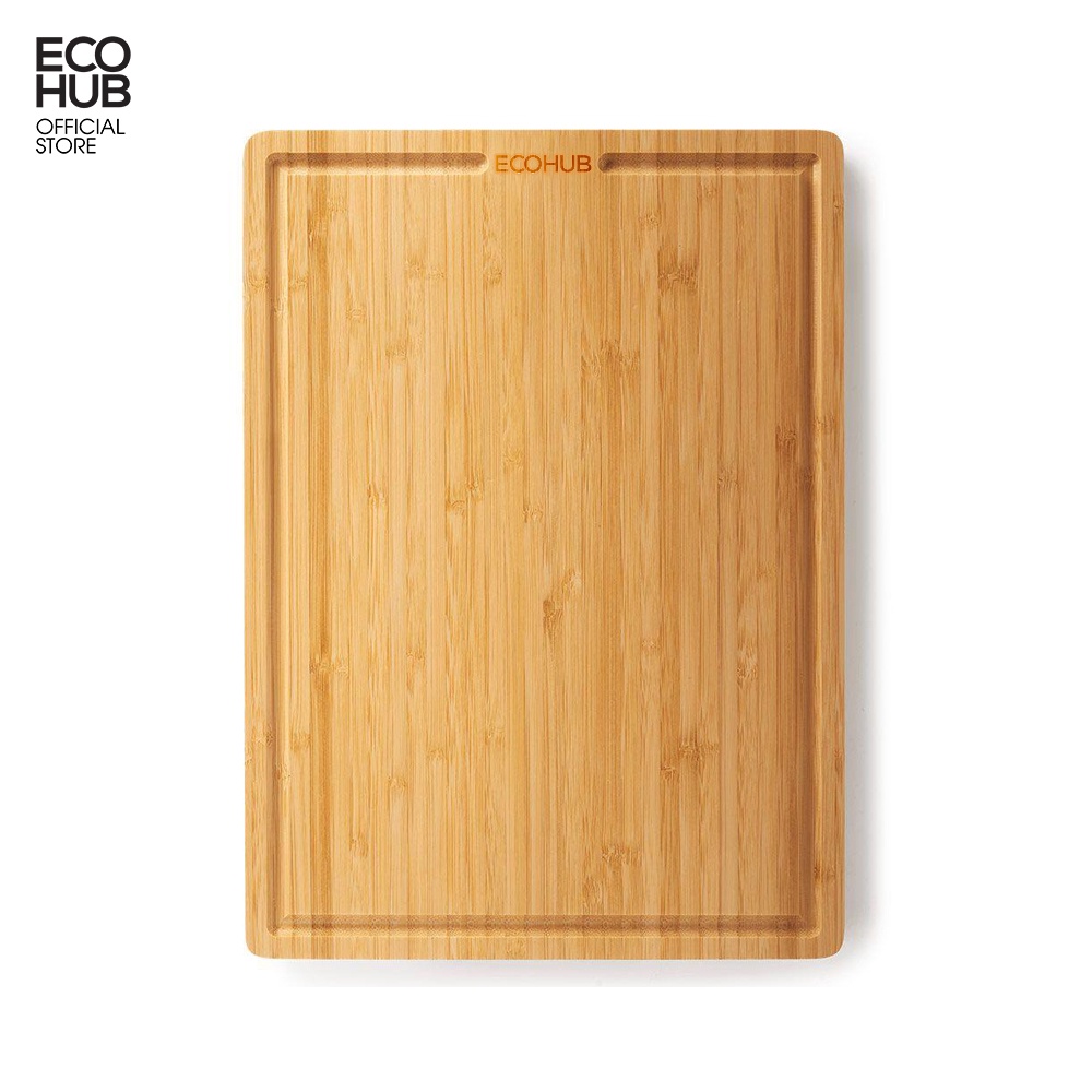 Thớt gỗ tre tự nhiên ECOHUB có tay cầm size 28x38cm | EH099 (Bamboo Cutting Board)