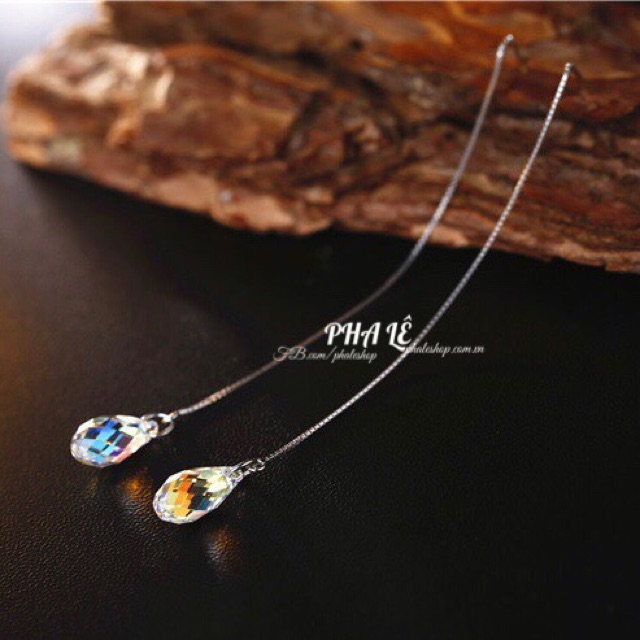 Bông Tai Pha Lê Hình Giọt Nước Được Thiết Kế Từ Pha Lê Swarovski và Bạc S925