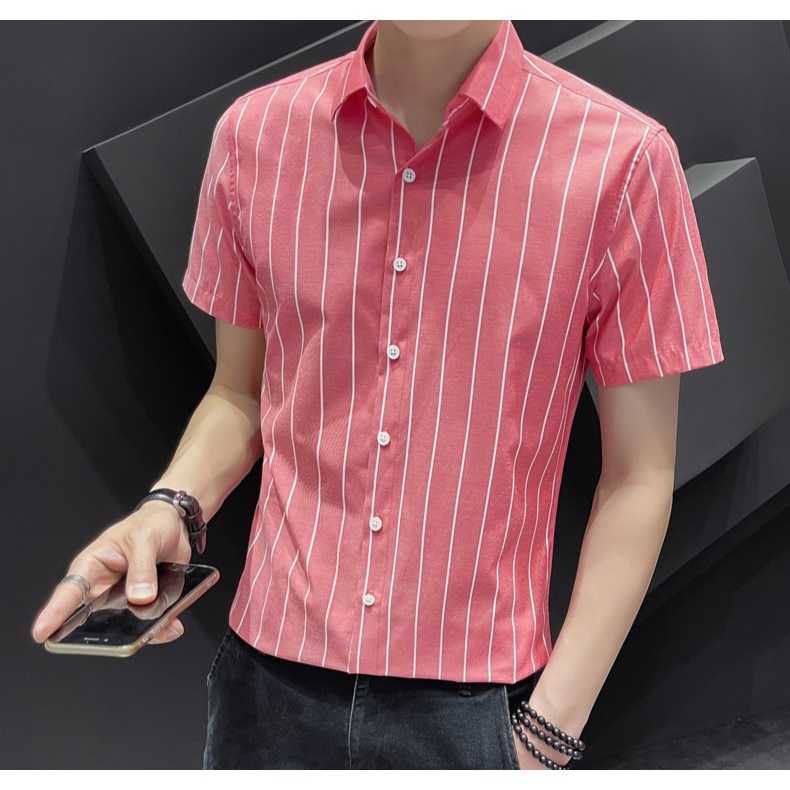 Áo Sơ Mi Tay Ngắn Dáng Rộng Phối Nút Thiết Kế Hợp Thời Trang Cho Nam
