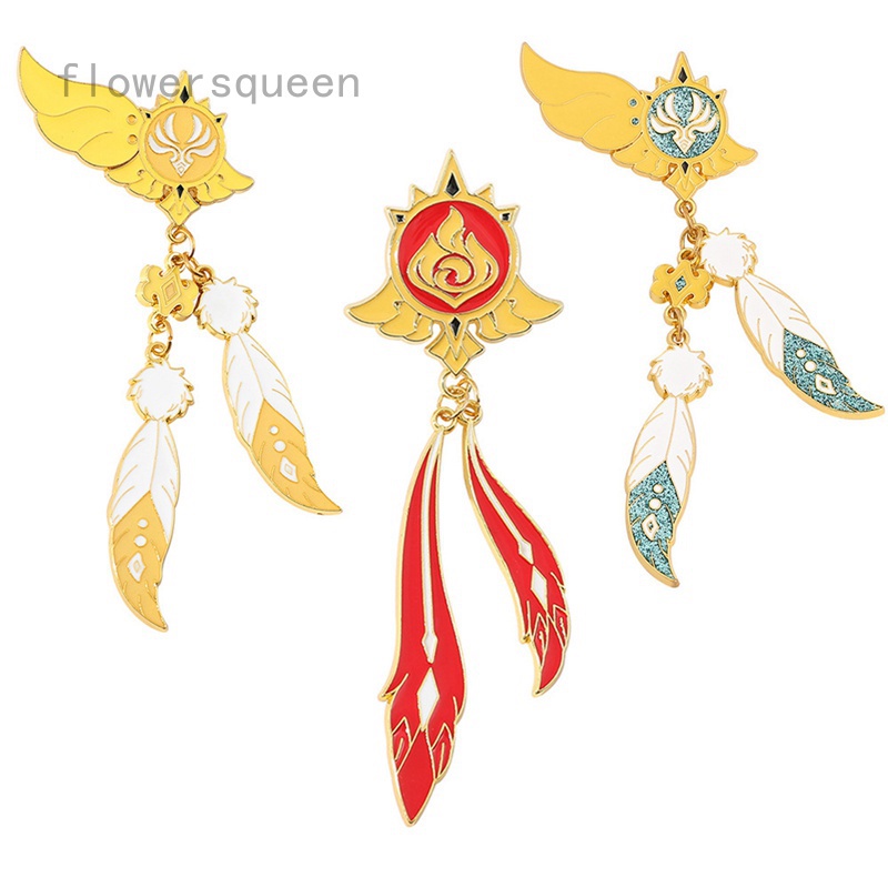 flowersqueen Huy hiệu cài áo bằng kim loại tráng men họa tiết hoạt hình Barbatos Venti