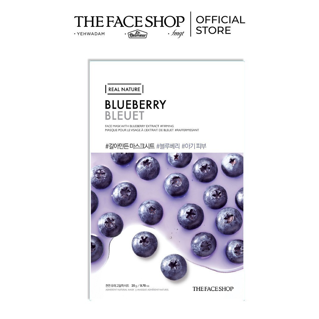 Mặt Nạ Cải Thiện Độ Đàn Hồi TheFaceShop Real Nature Blueberry Face Mask20g