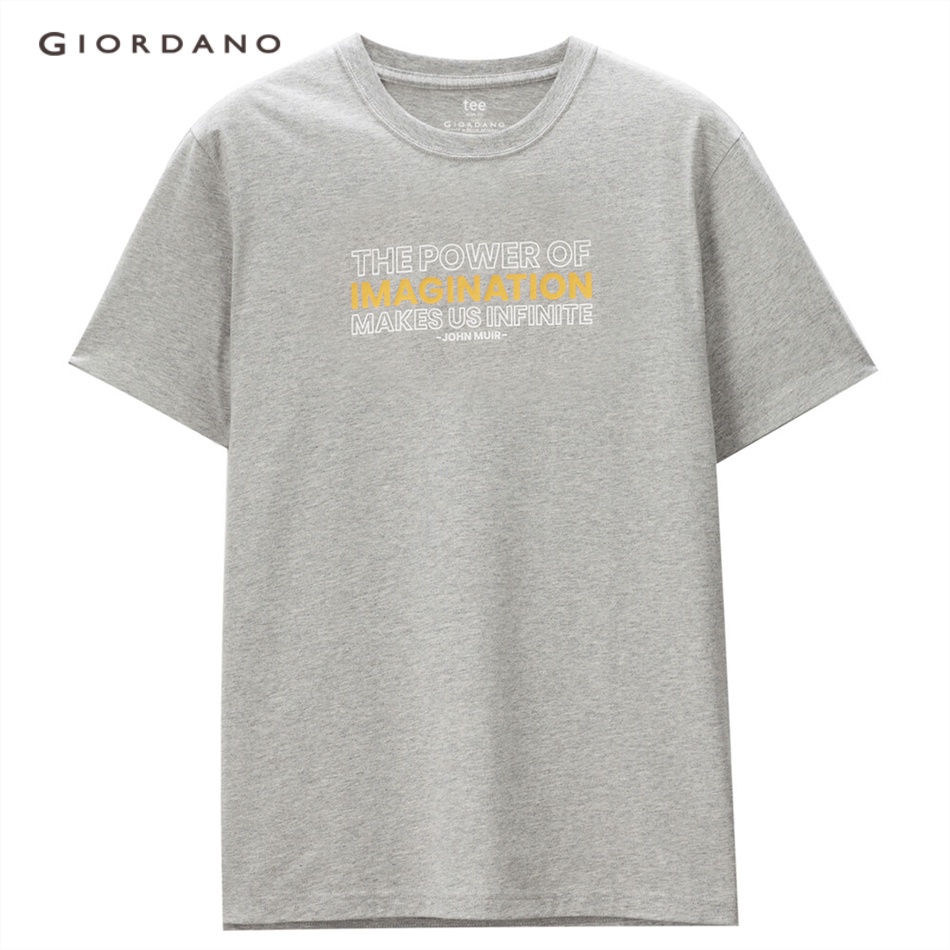 Áo thun GIORDANO 01091229 cổ tròn in họa tiết chữ thời trang dành cho nam | BigBuy360 - bigbuy360.vn