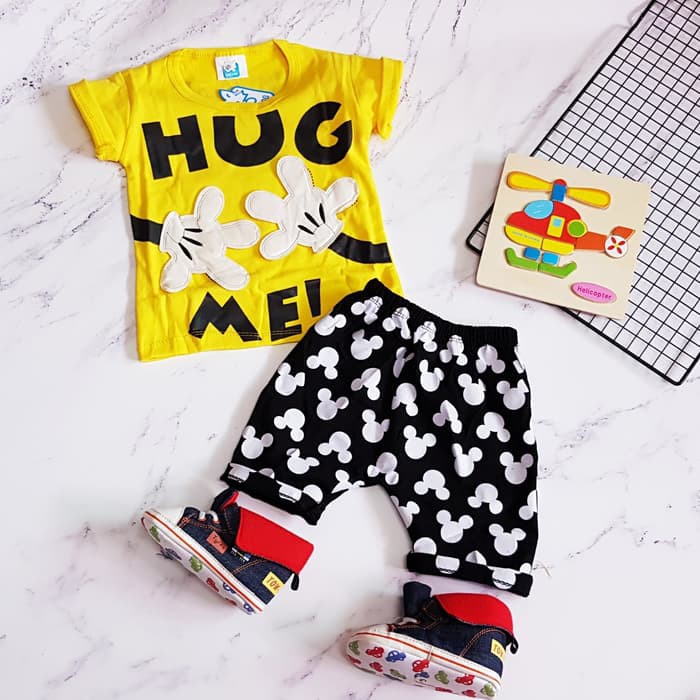 Bộ Quần Áo Hình Chuột Mickey Đáng Yêu Cho Bé Trai 3 4 5 6 7 8 9 Tháng Tuổi