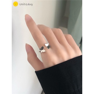 Nhẫn bạc đeo tay thiết kế hở hình bươm bướm phong cách thời trang Hàn Quốc cho nữ