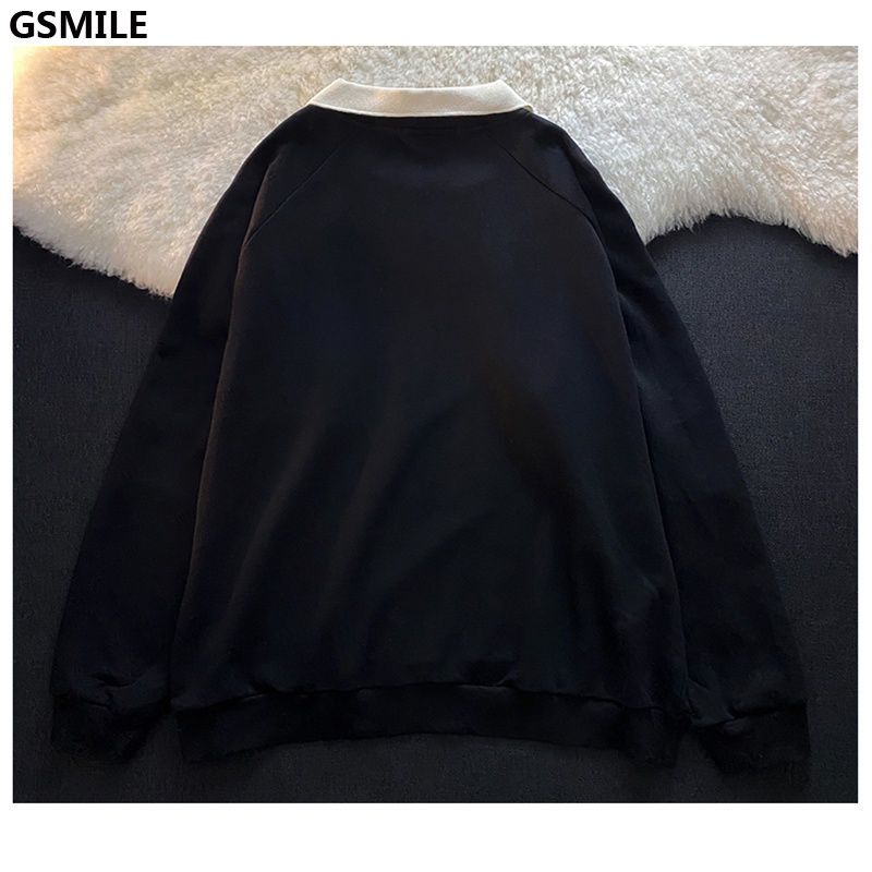 Áo Sweater Polo Cổ Bẻ Phong Cách Học Sinh Hàn Quốc Cho Mùa Thu Đông