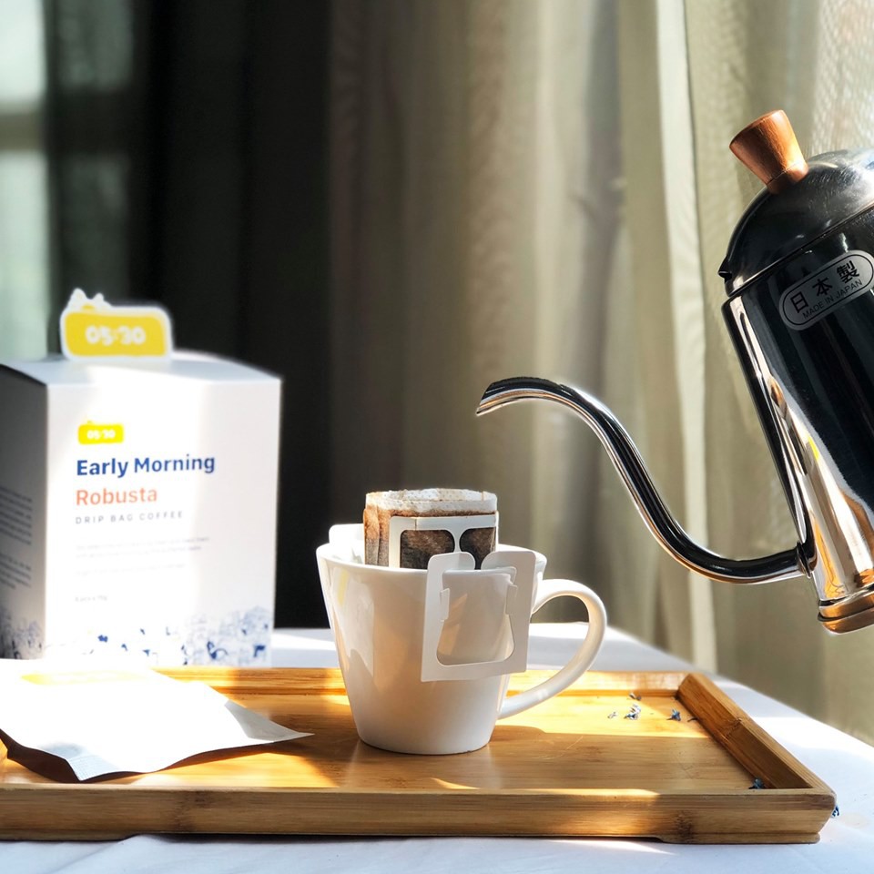 Coffee phin giấy robusta nguyên chất rang xay EARLY MORNING, cà phê phin túi lọc 15g | BigBuy360 - bigbuy360.vn