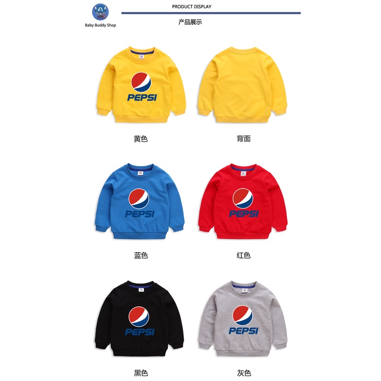 Áo Thun Tay Dài In Logo Pepsi 10 Màu Cho Bé