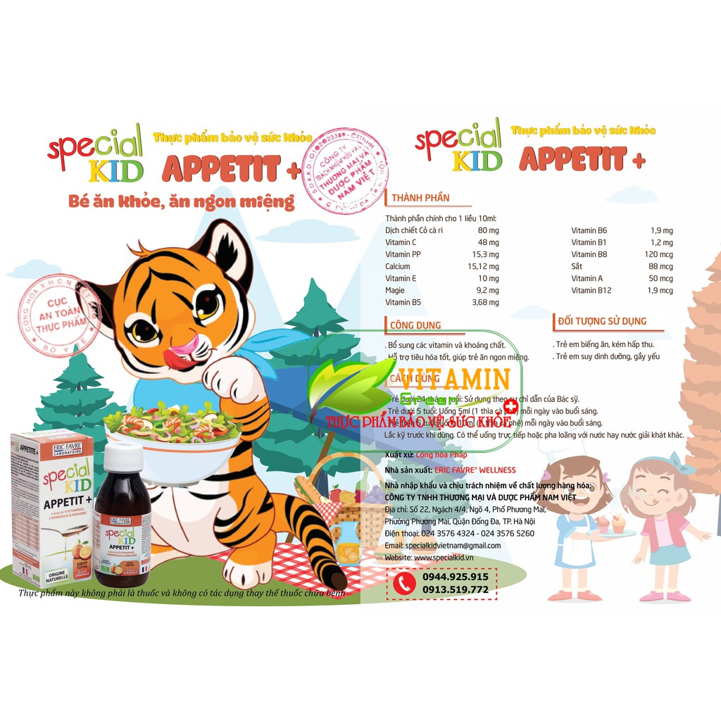 SPECIAL KID APPETIT KÍCH THÍCH BÉ ĂN NGON 125ml | NHẬP KHẨU CHÍNH HÃNG PHÁP