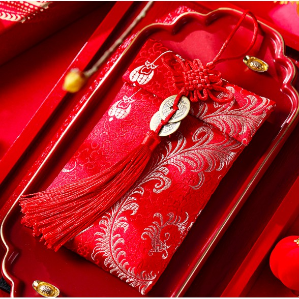 Bao lì xì vải gấm cao cấp cát tường, bao lì xì cưới form to (Giá 1 bao)