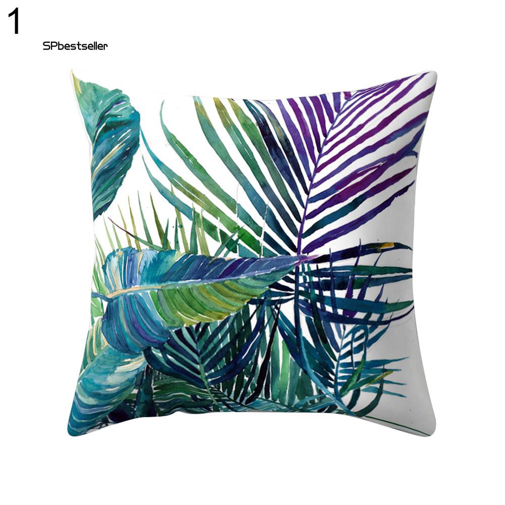 Vỏ gối sofa in họa tiết lá nhiệt đới nhiều màu sắc sáng tạo