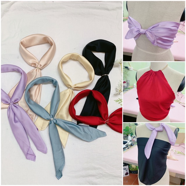 Khăn lụa đơn sắc khổ to 70x70 làm áo yếm khăn quàng bandana