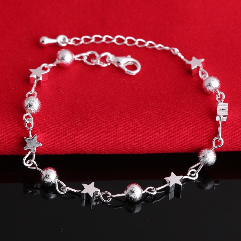 Vòng tay ngôi sao bi mạ bạc MS236