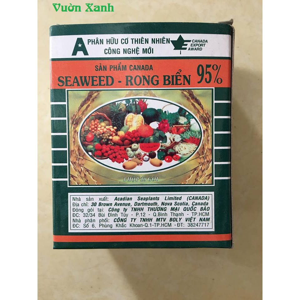 Hộp 10 gói phân bón rong biển SEAWEED NK Canada 10gr/gói hàng đẹp, phân phối chuyên nghiệp.