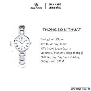Đồng hồ kim nữ Royal Crown 2601
