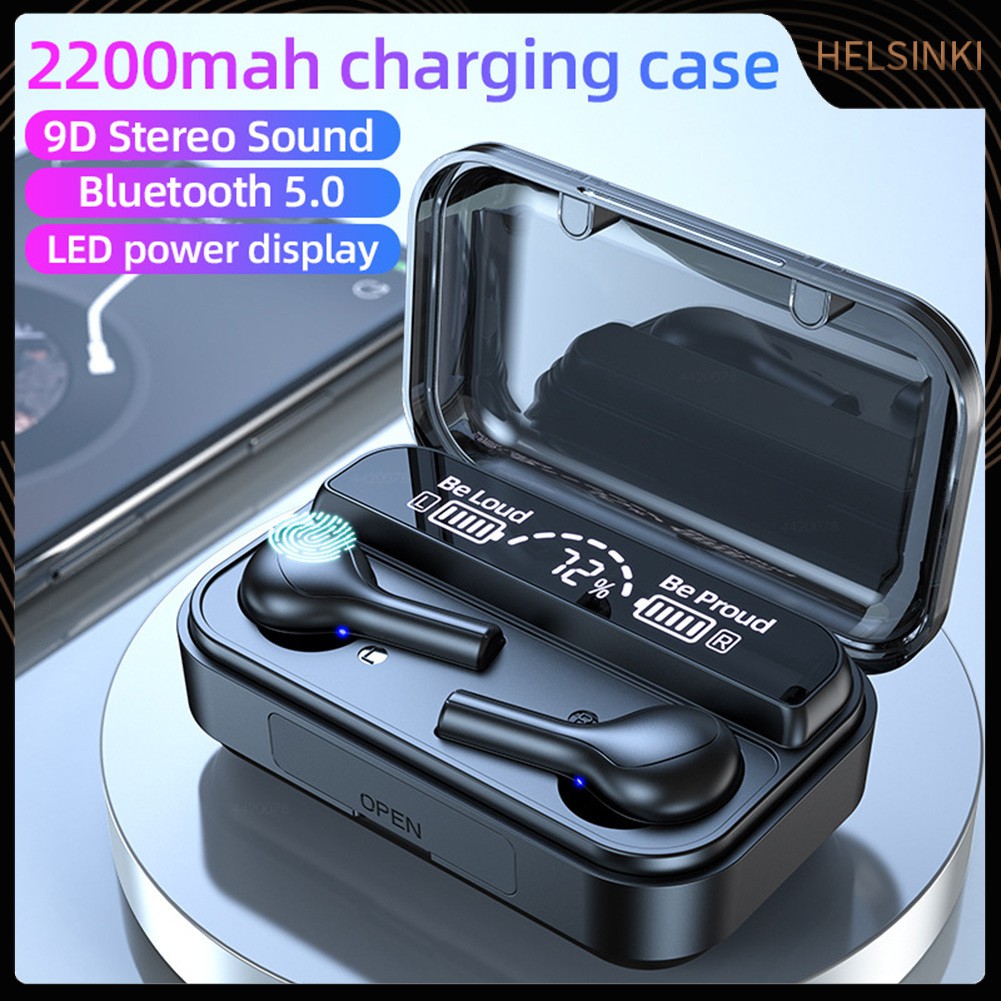 Tai Nghe Nhét Tai Hel + M278 Tws Bluetooth 5.0 Không Dây Có Micro Hiển Thị Led